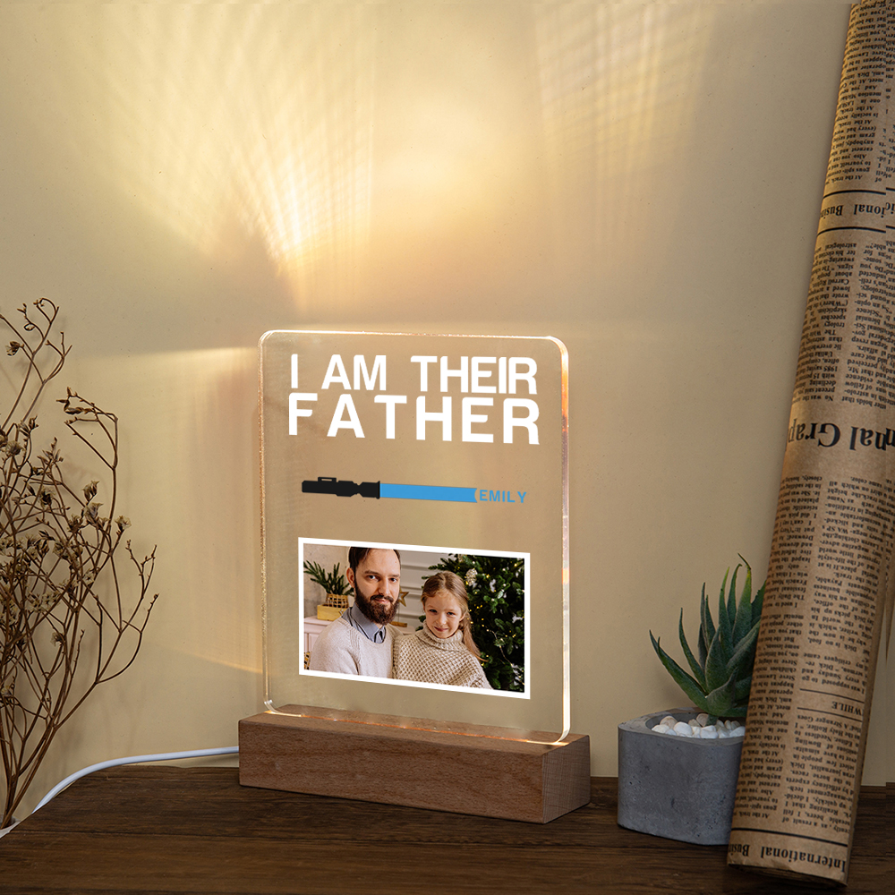 1 Name & 1 Photo Personalised Star Wars Photo LED Acrylic Lamp - Gift for Dad | Jessemade