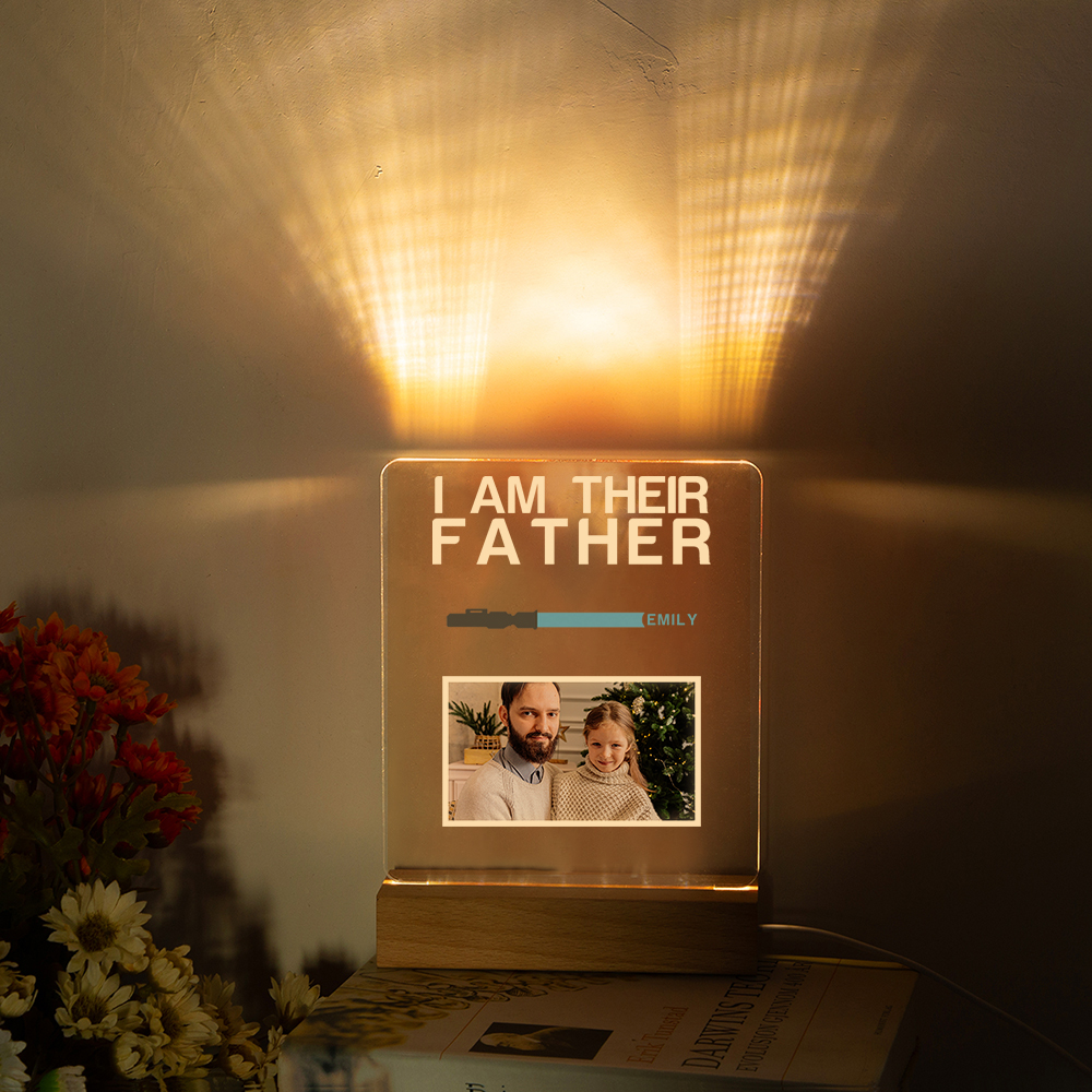 1 Name & 1 Photo Personalised Star Wars Photo LED Acrylic Lamp - Gift for Dad | Jessemade