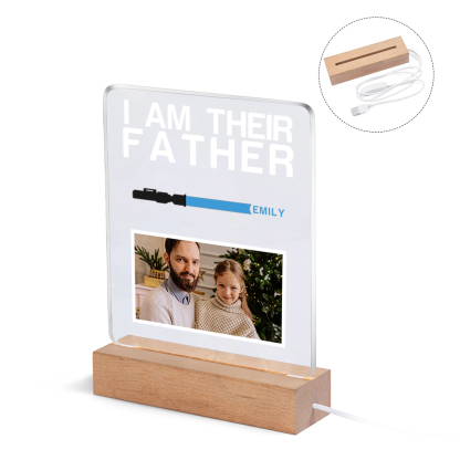 1 Name & 1 Photo Personalised Star Wars Photo LED Acrylic Lamp - Gift for Dad | Jessemade