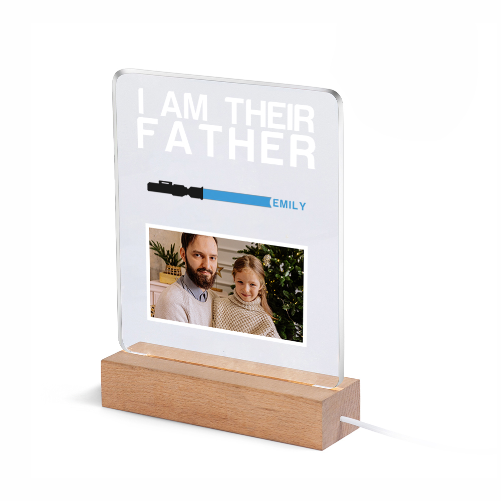1 Name & 1 Photo Personalised Star Wars Photo LED Acrylic Lamp - Gift for Dad | Jessemade