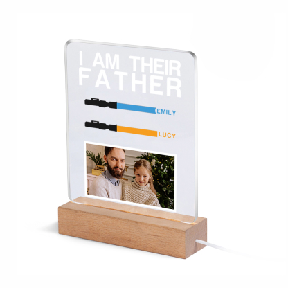 2 Names & 1 Photo Personalised Star Wars Photo LED Acrylic Lamp - Gift for Dad | Jessemade