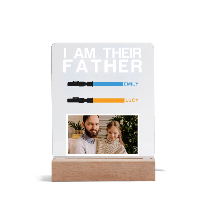 2 Names & 1 Photo Personalised Star Wars Photo LED Acrylic Lamp - Gift for Dad | Jessemade