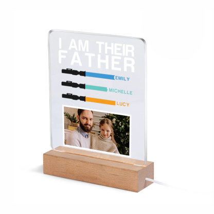 3 Names & 1 Photo Personalised Star Wars Photo LED Acrylic Lamp - Gift for Dad | Jessemade