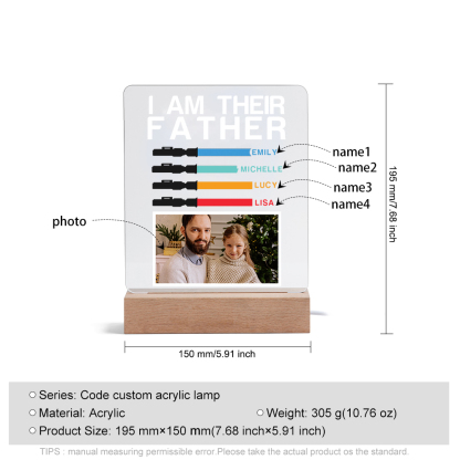 4 Names & 1 Photo Personalised Star Wars Photo LED Acrylic Lamp - Gift for Dad | Jessemade