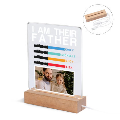 4 Names & 1 Photo Personalised Star Wars Photo LED Acrylic Lamp - Gift for Dad | Jessemade