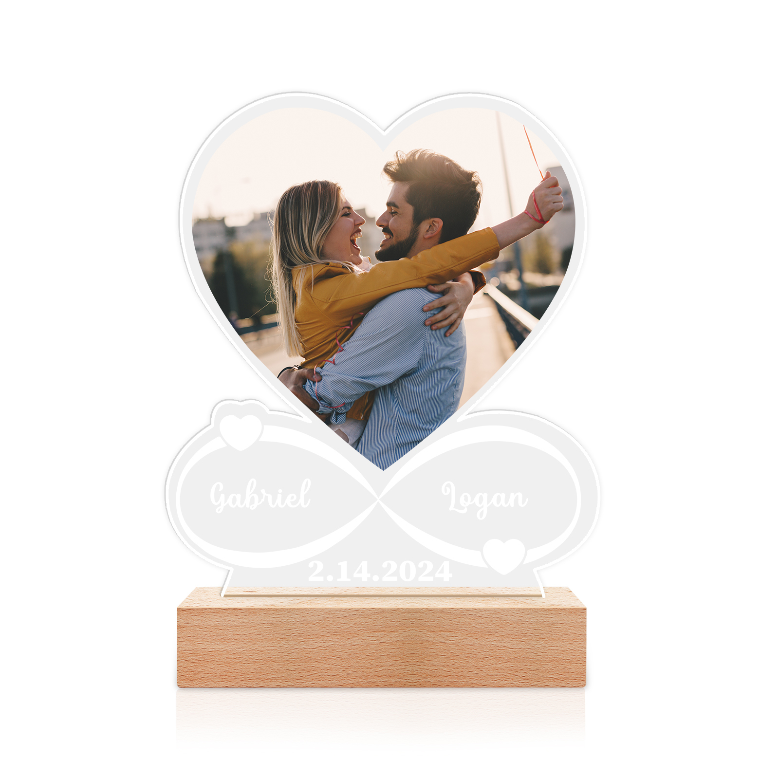 Personalised Heart Night Light - Custom Name & Photo Heart Night Light Christmas Gift for Her | Jessmade