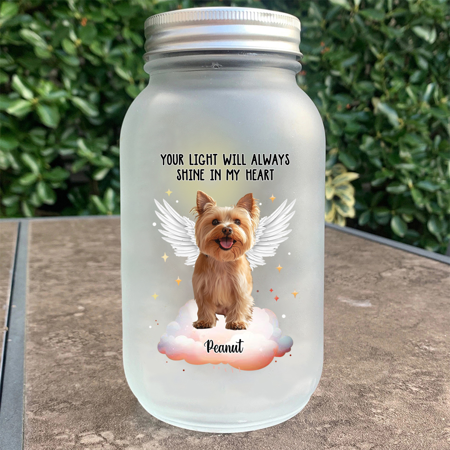 Personalized Pet Memorial Mason Jar Light – Custom Photo & Name for Pet Lovers | Jessmade