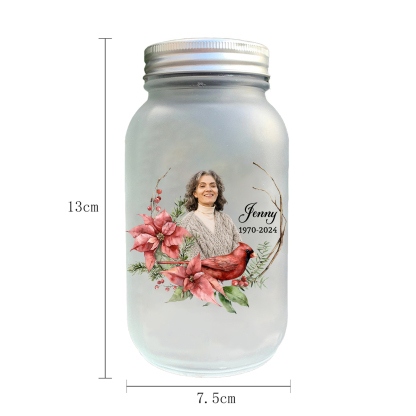 Personalized Memorial Mason Jar Light – Custom Photo & Name & Date for Loved Ones | Jessmade