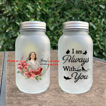 Personalized Memorial Mason Jar Light – Custom Photo & Name & Date for Loved Ones | Jessmade