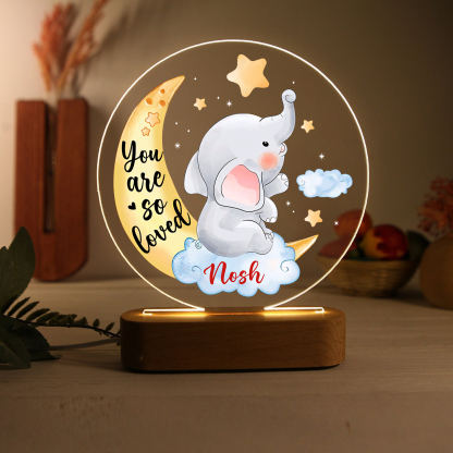 Personalised Name Elephant Night Light - Custom Kid's Name Birthday Gift for Kids | Jessemade