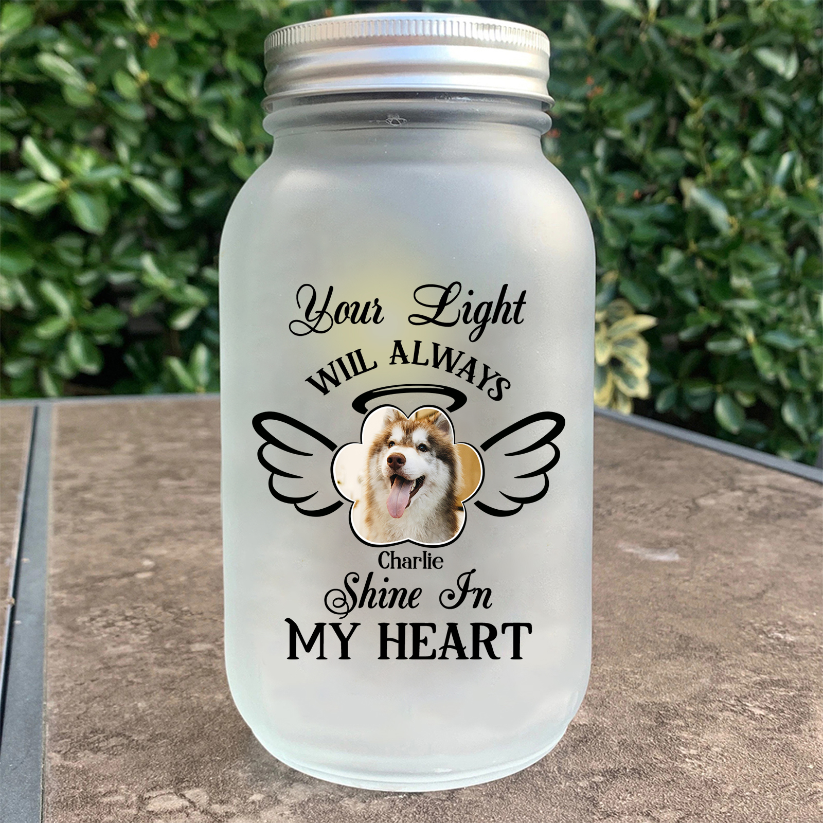 Custom Memorial Pet Mason Jar Light-Personalised Photo & Name for Pet Lovers–  | Jessemade