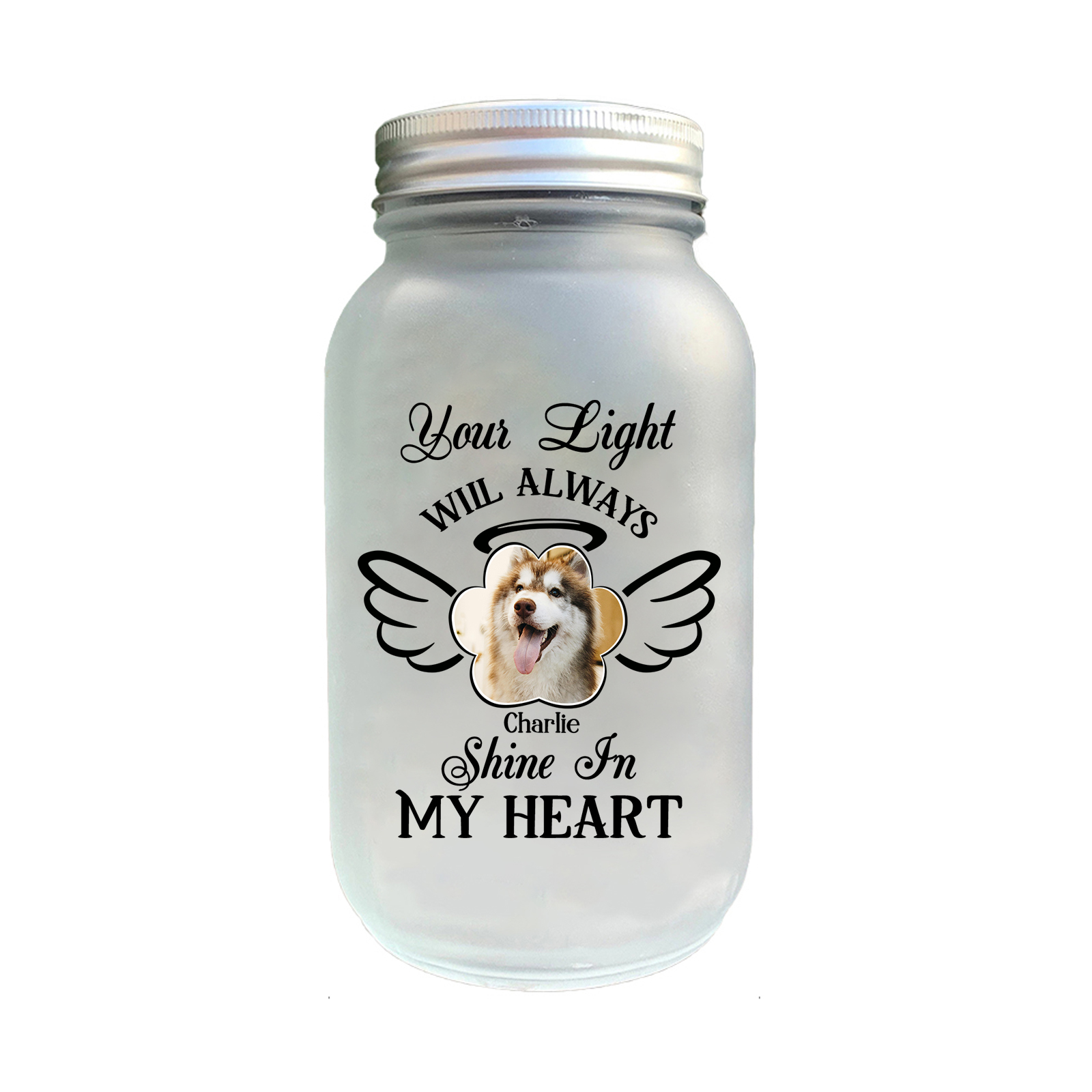 Custom Memorial Pet Mason Jar Light-Personalised Photo & Name for Pet Lovers–  | Jessemade