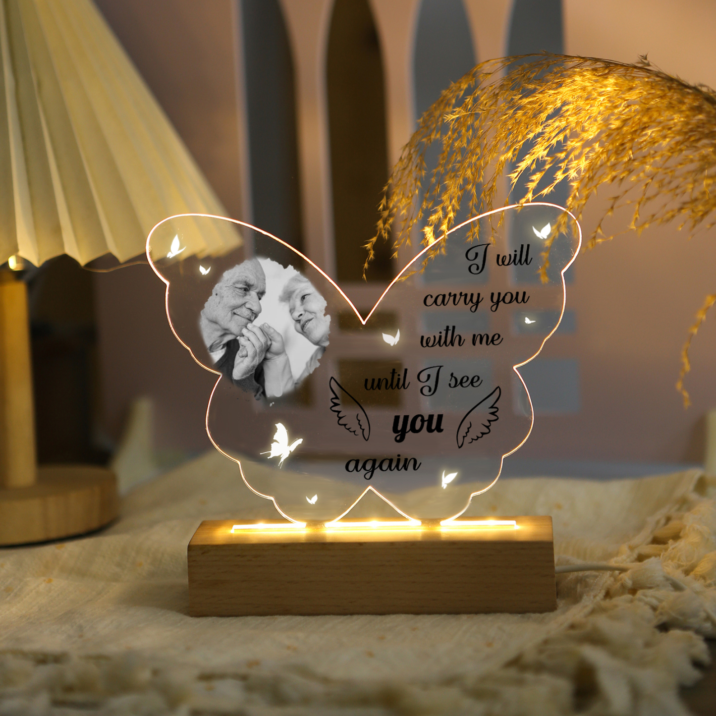 Personalized Memorial Butterfly Acrylic Night Light – Custom Photo LED Lamp Christmas Memorial Gift | Jessemade
