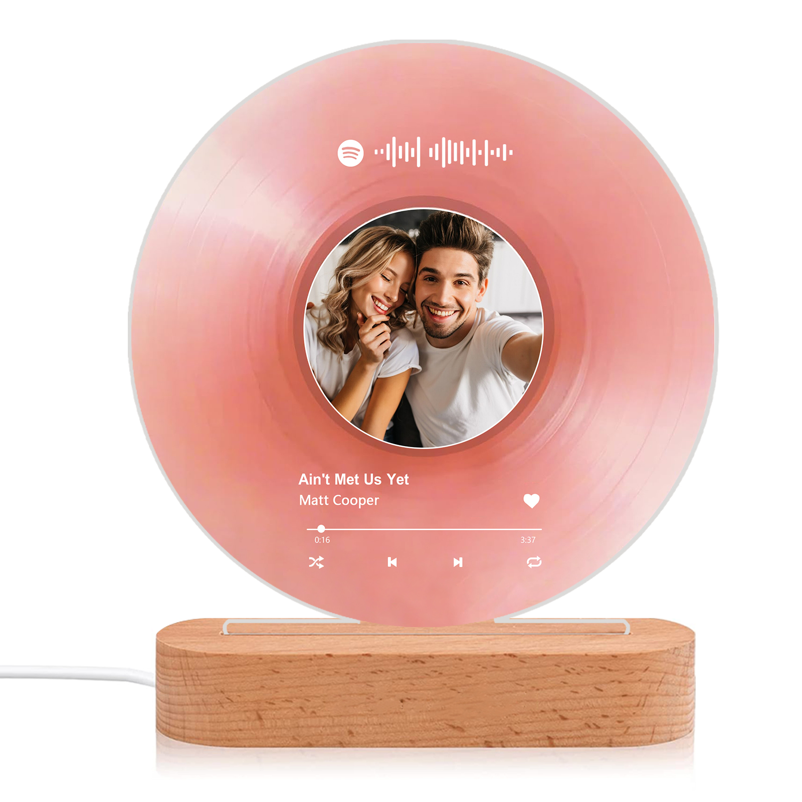 Personalised LED Photo Night Light with Custom Spotify Code, Photo & 2 Texts – 6 Styles Available – Valentine’s Day Gift for Him/Her | Jessemade