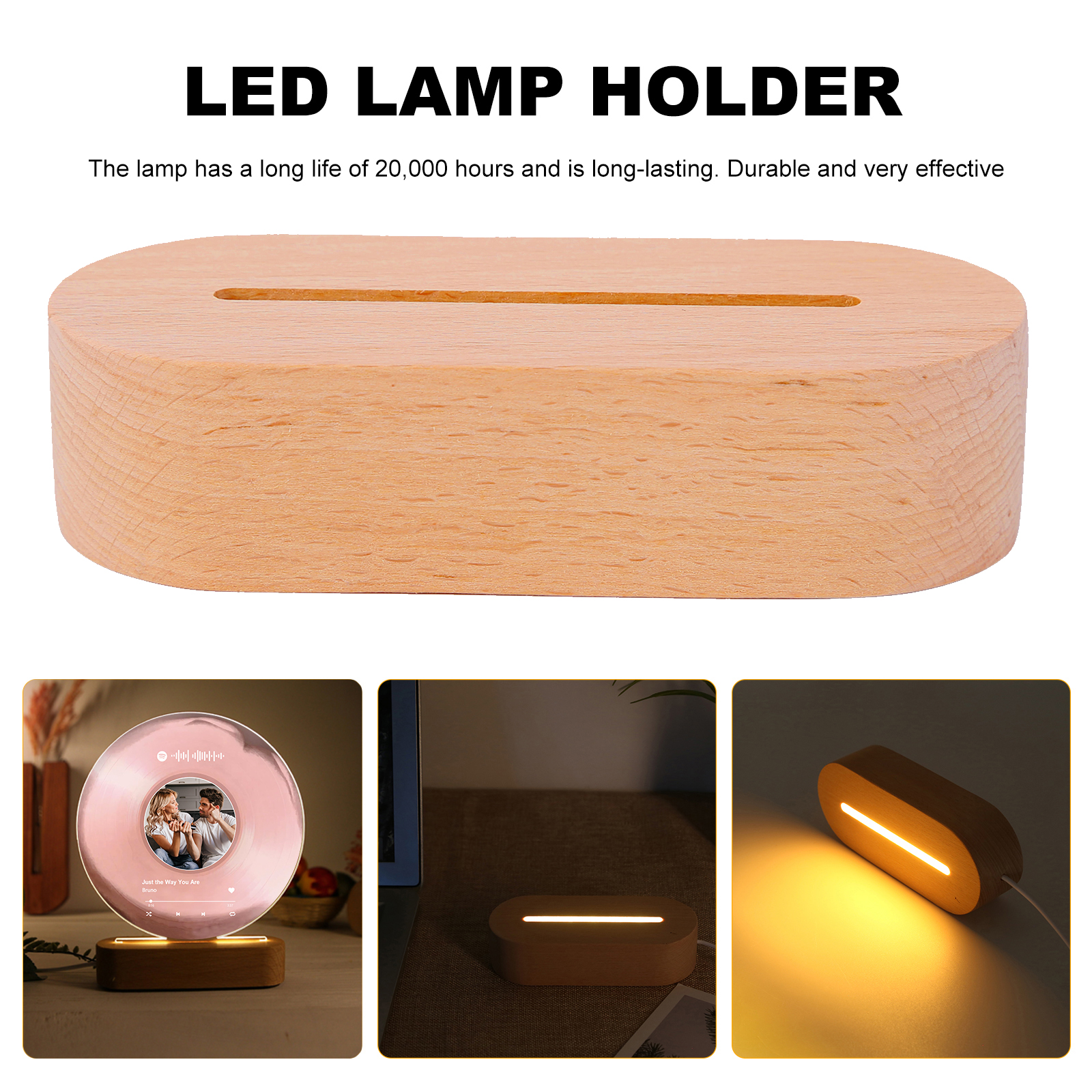 Personalised LED Photo Night Light with Custom Spotify Code, Photo & 2 Texts – 6 Styles Available – Valentine’s Day Gift for Him/Her | Jessemade