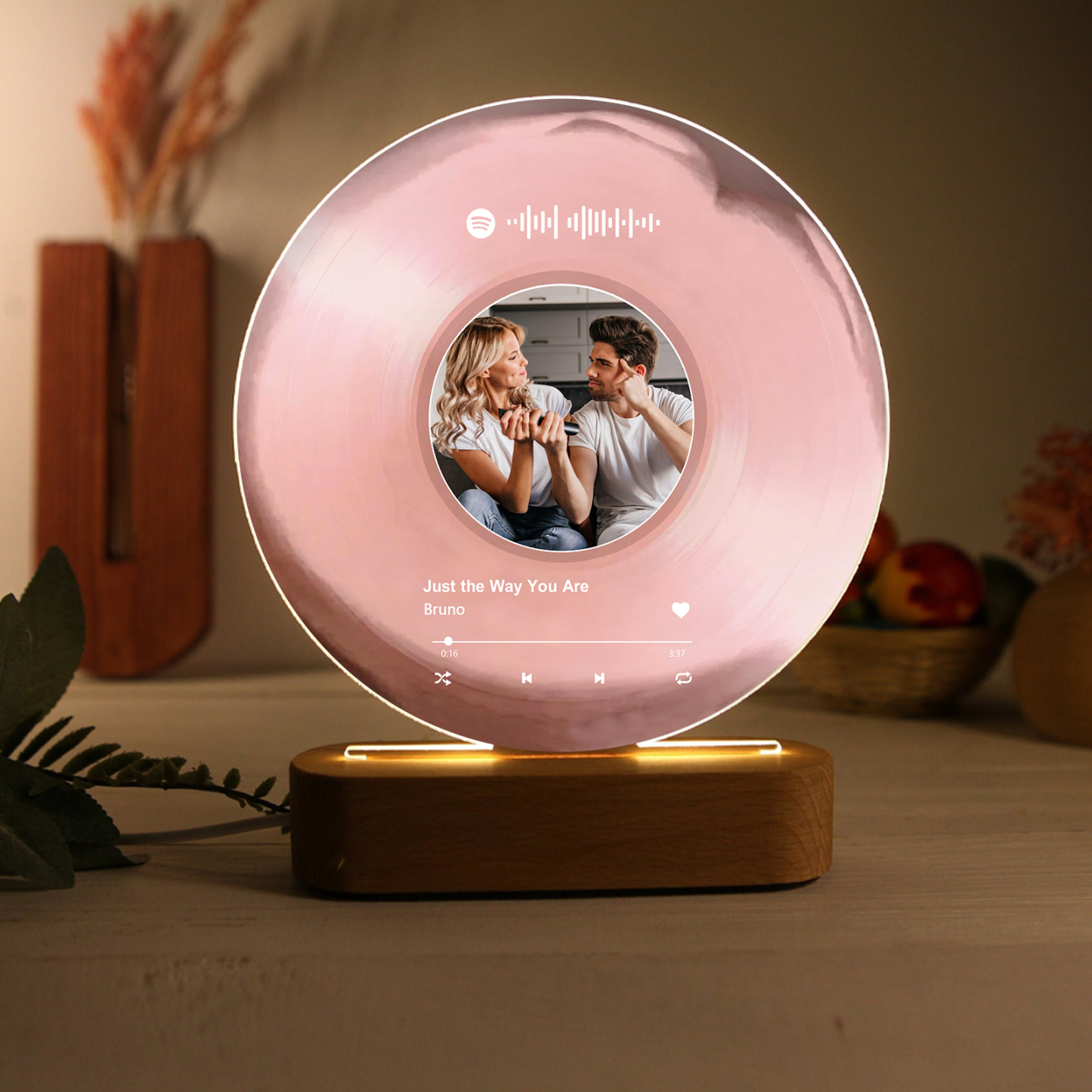 Personalised LED Photo Night Light with Custom Spotify Code, Photo & 2 Texts – 6 Styles Available – Valentine’s Day Gift for Him/Her | Jessemade