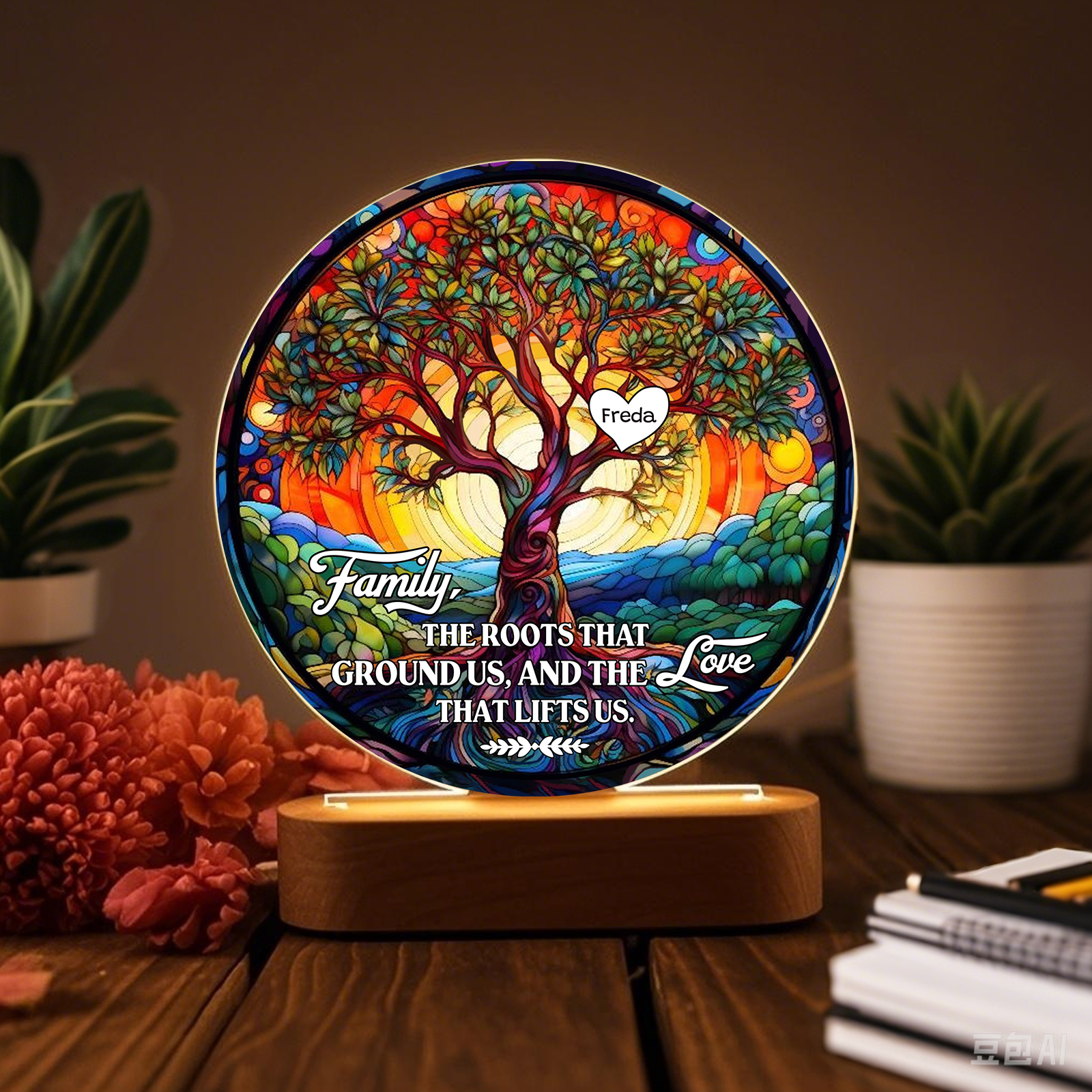 Personalised Family Tree Night Light - Custom 1 Name with LED Lighting Warm Light | Jessemade
