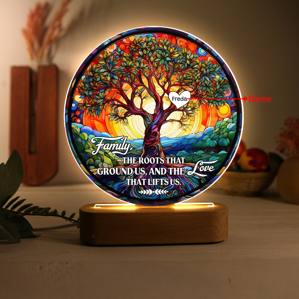 Personalised Family Tree Night Light - Custom 1 Name with LED Lighting Warm Light | Jessemade