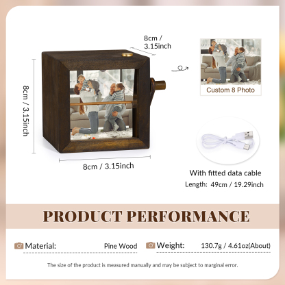 Personalised Wooden Tri-Colour LED Light – Custom 8 Photos, Black Walnut For Him/Her | Jessemade