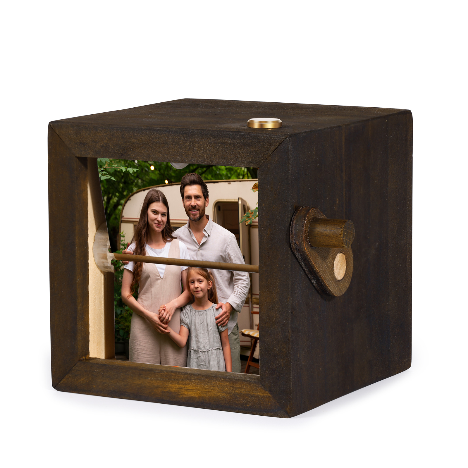 Personalised Wooden Tri-Colour LED Light – Custom 8 Photos, Black Walnut For Him/Her | Jessemade