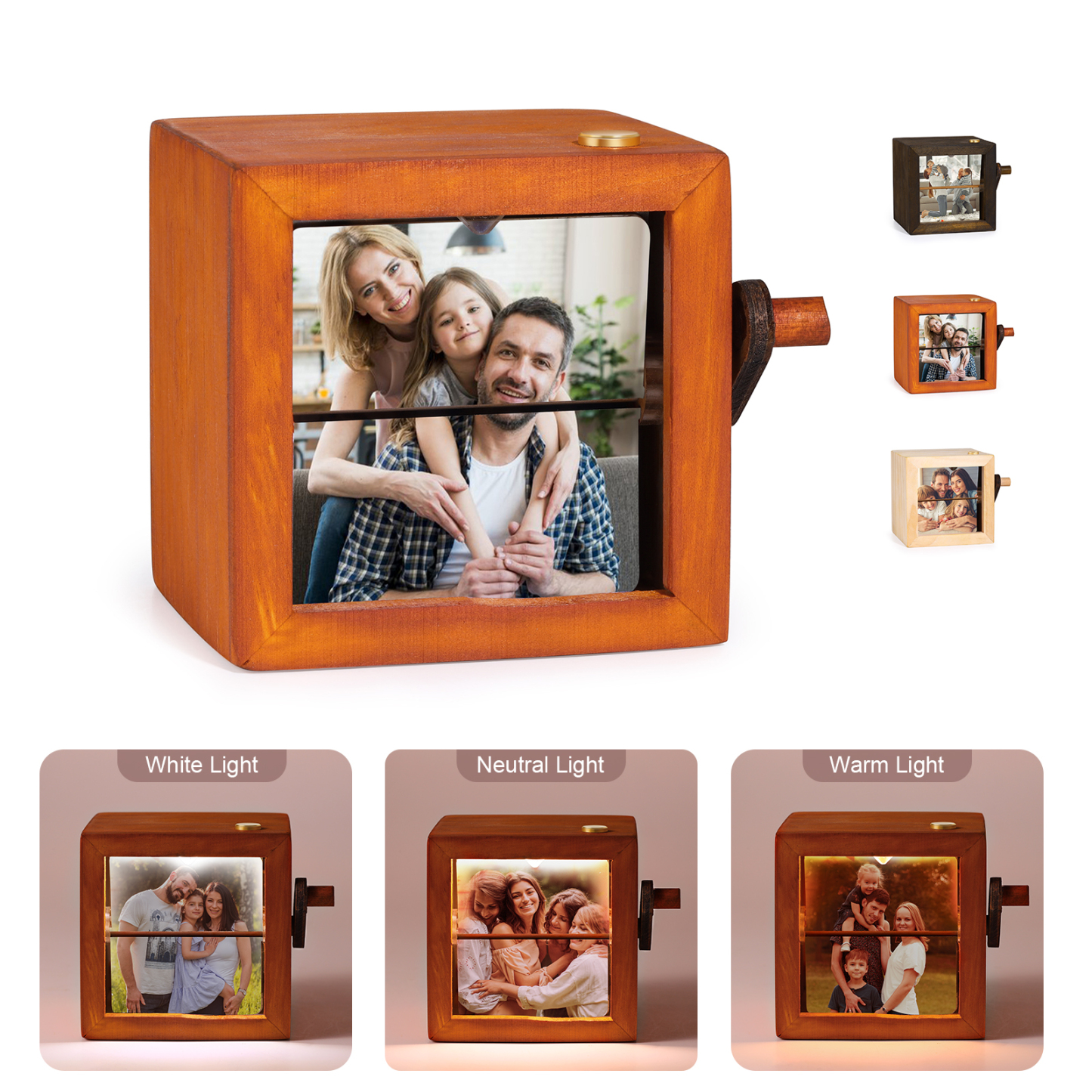 Personalised Wooden Tri-Colour LED Light, Custom 8 Photos Gift For Him/Her | Jessemade