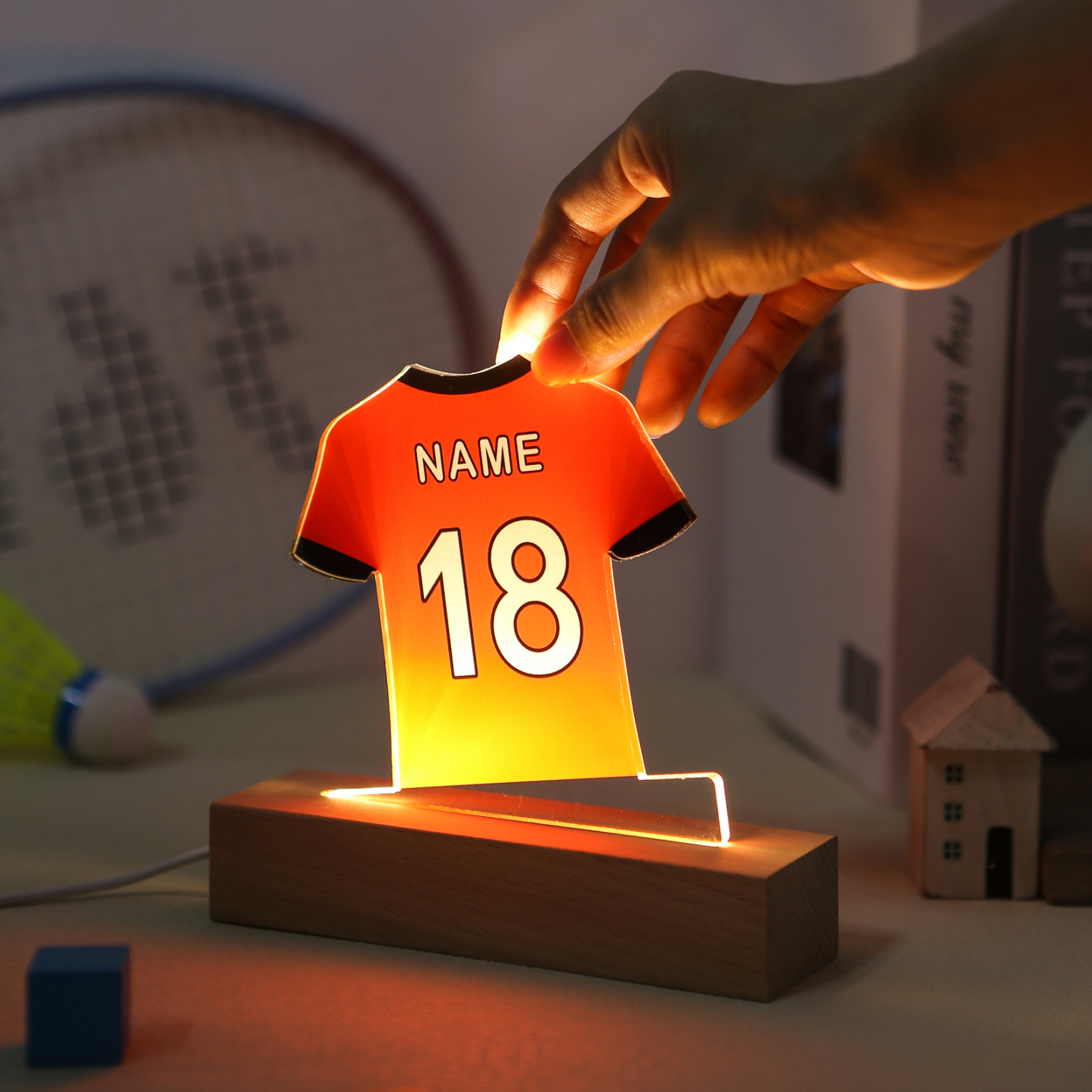 Personalised Football Shirt Night Light – Custom Name and Number – LED Lamp for Bedroom Decor and Gifts | Jessemade