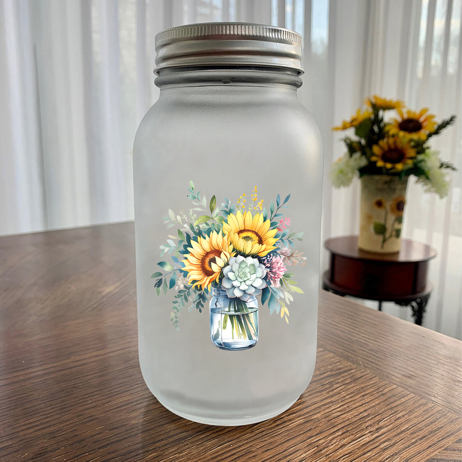 Personalised Sunflower Solar Mason Jar Light For Daughter
