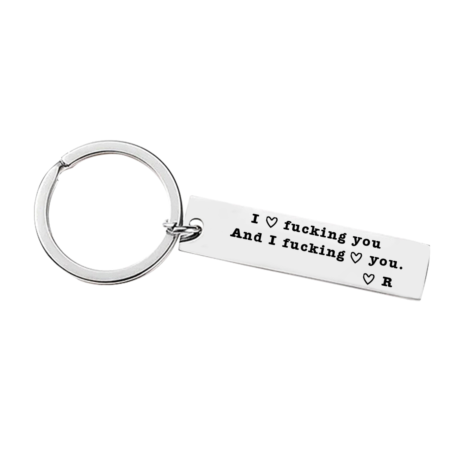 Personalised Letter Love Quote Keyring Gift I Love F❤cking You and I F❤cking Love You Key Ring for Couple