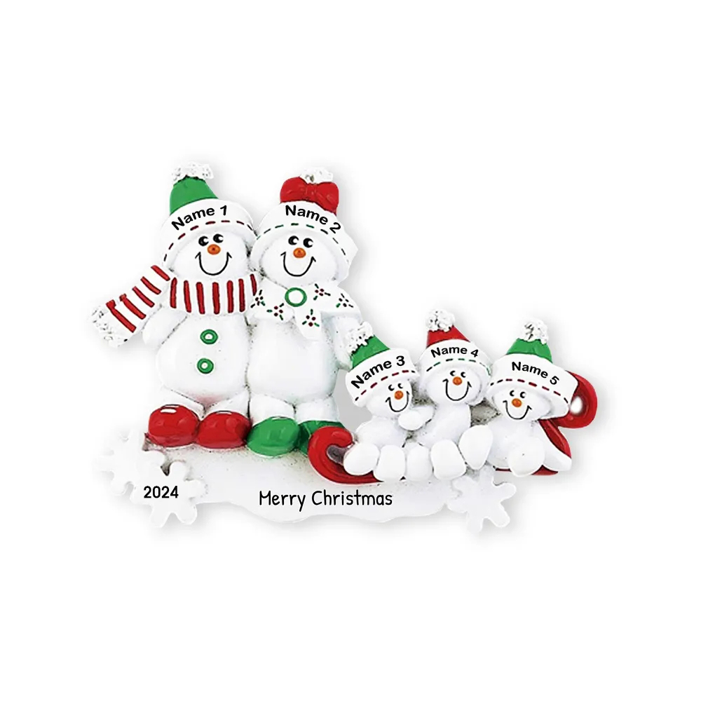 Snowmen Christmas Ornament Custom 5 Names Hanging Ornament Gifts For Family
