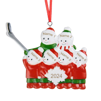 6 Names-Personalised Family Christmas Resin Hanging Ornament-Custom 6 Names Hanging Christmas Ornament Gifts For Family