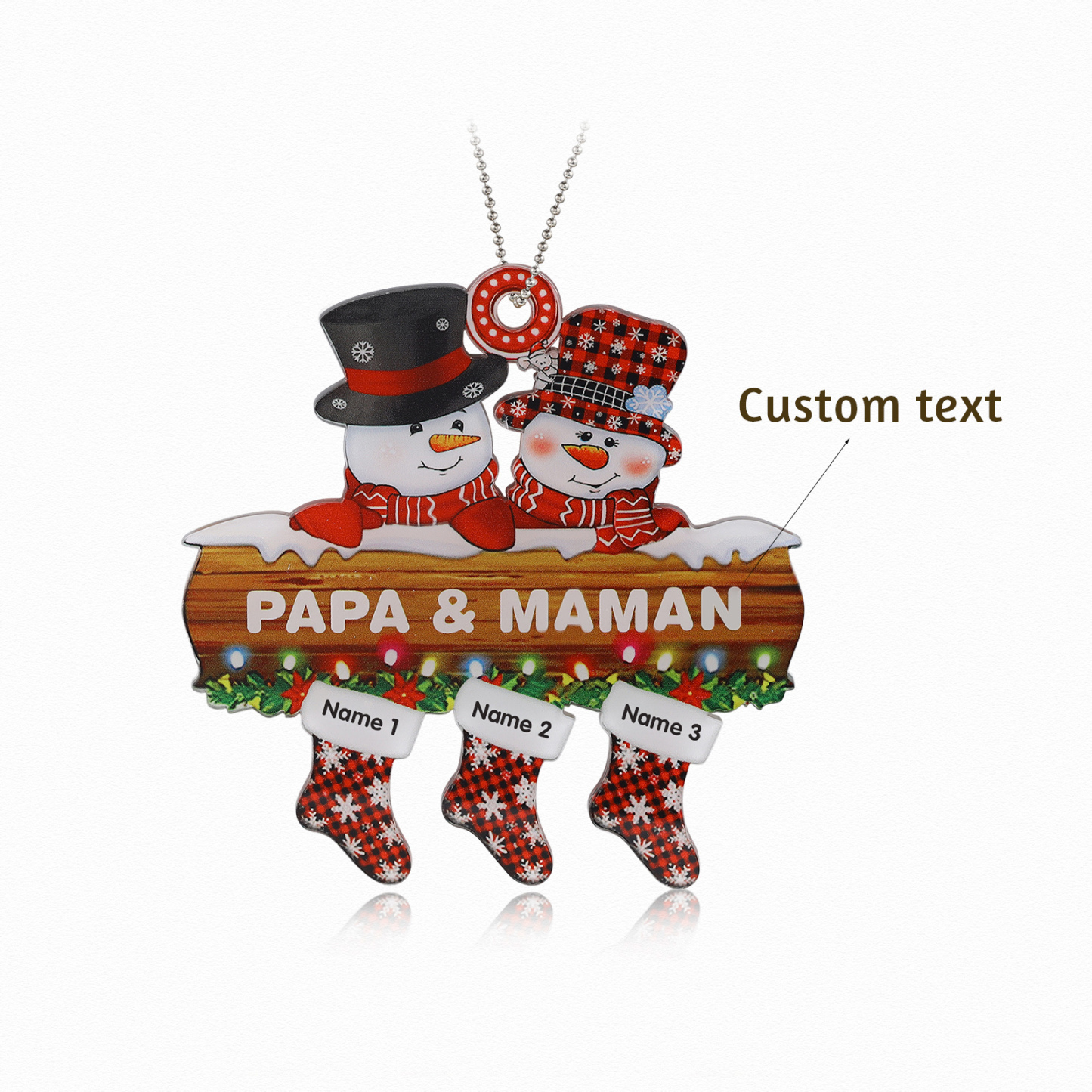 3 Names-Personalized Family Acrylic Snow Man Christmas Xmas Tree Decoration Ornament-Custom 3 Names And Text Hanging Ornament Gifts For Family