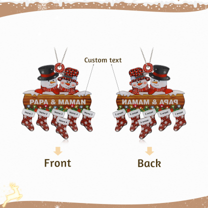 6 Names-Personalized Family Acrylic Snow Man Christmas Xmas Tree Decoration Ornament-Custom 6 Names And Text Hanging Ornament Gifts For Family