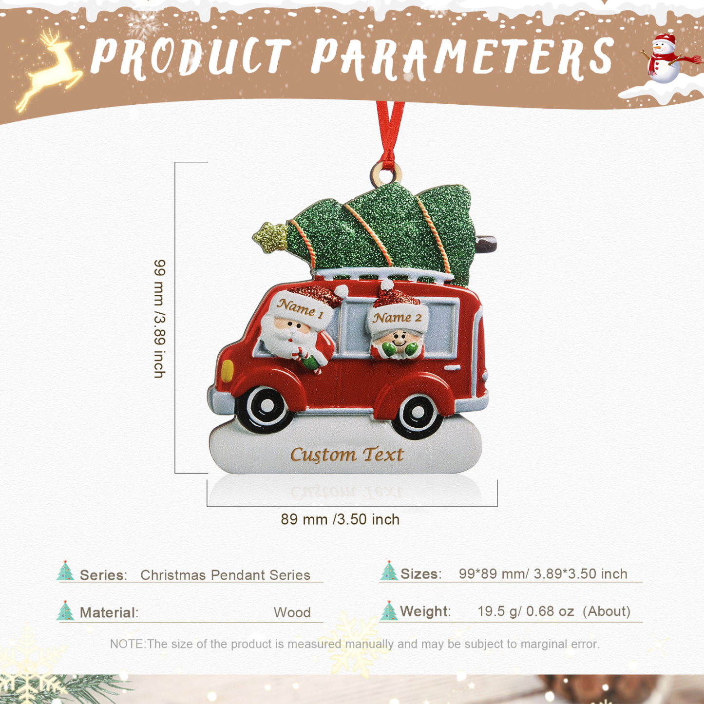 Personalized Christmas Ornament with Santa and Tree - Customize 2 Names and 1 Text Home Decorations | Jessmade