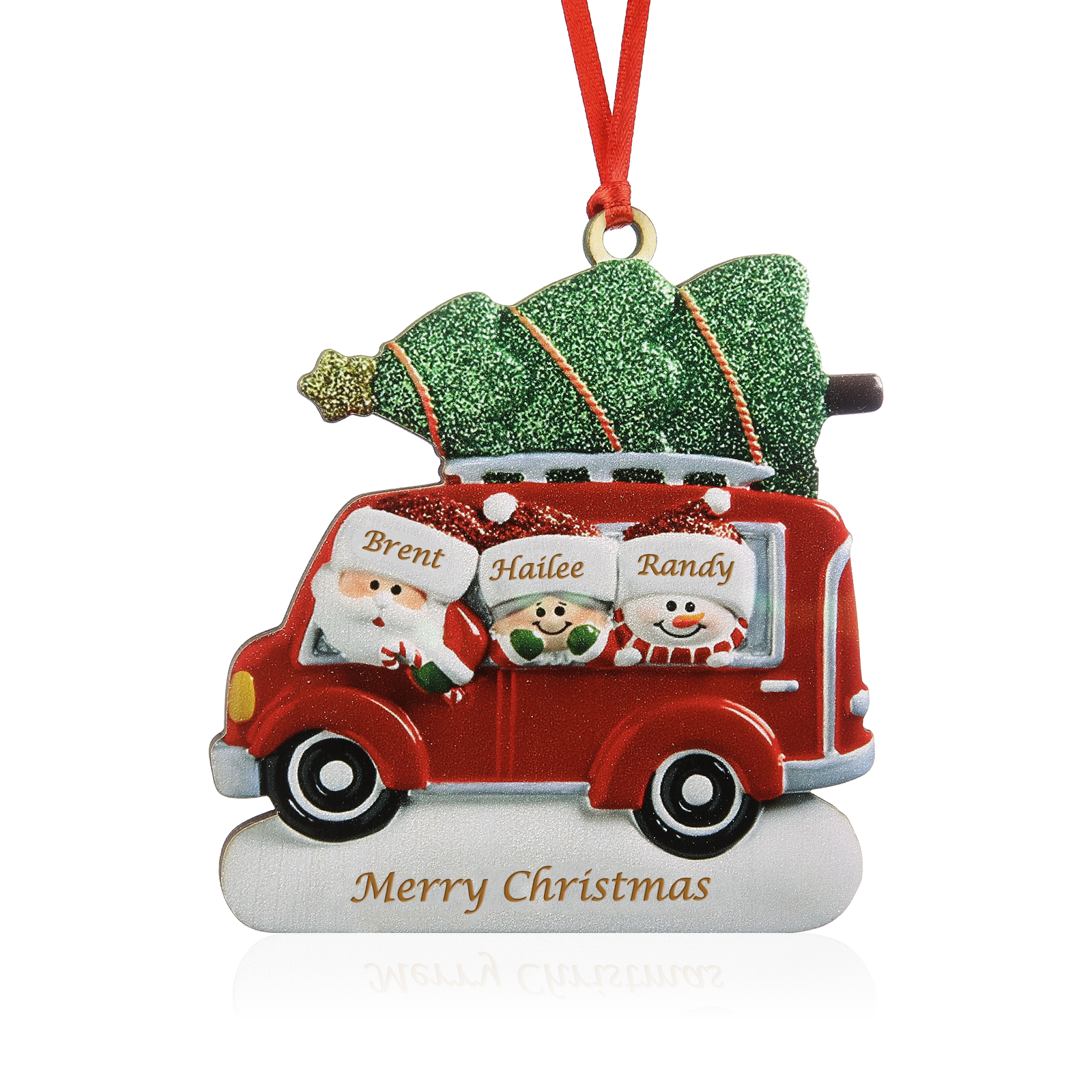 Personalised Christmas Ornament with Santa and Tree - Customize 3 Names and 1 Text Home Decorations | Jessmade