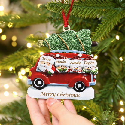 Personalised Christmas Ornament with Santa and Tree - Customize 4 Names and 1 Text Home Decorations | Jessmade