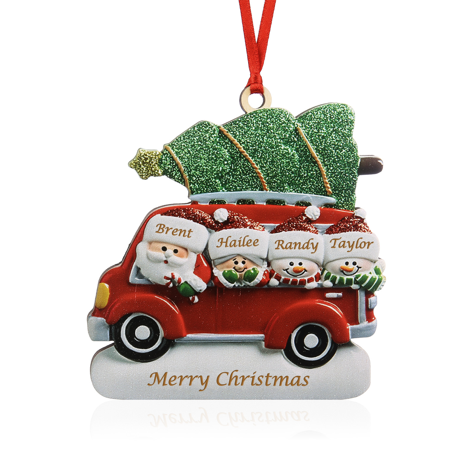 Personalised Christmas Ornament with Santa and Tree - Customize 4 Names and 1 Text Home Decorations | Jessmade