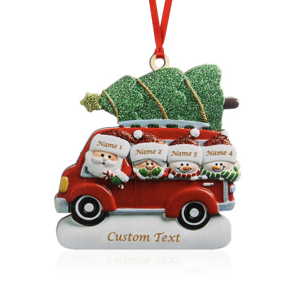 Personalised Christmas Ornament with Santa and Tree - Customize 4 Names and 1 Text Home Decorations | Jessmade