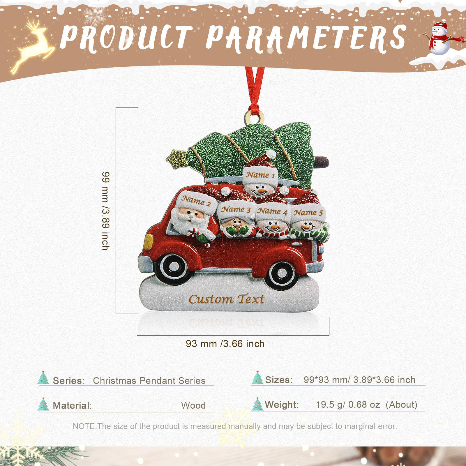 Personalised Christmas Ornament with Santa and Tree - Customize 5 Names and 1 Text Home Decorations | Jessmade