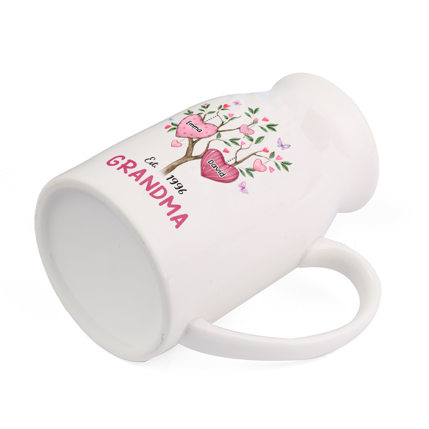 Personalised Heart Tree Ceramic Vase with 2-8 Names, 1 Date & 1 Text – Unique Mother's Day Gifts for Mum | Jessemade