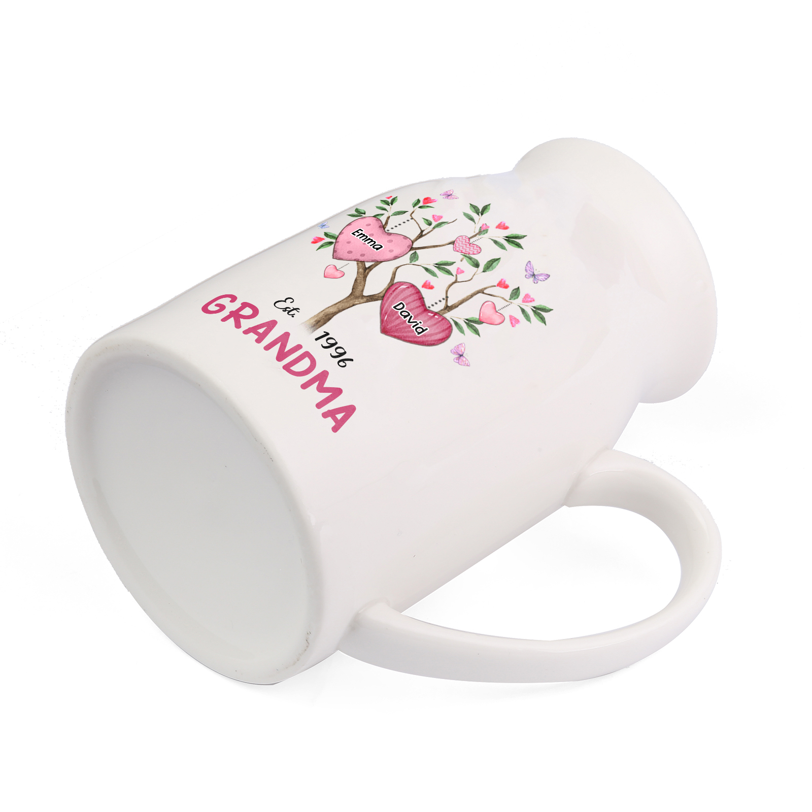 Personalised Heart Tree Ceramic Vase with 2-8 Names, 1 Date & 1 Text – Unique Mother's Day Gifts for Mum | Jessemade