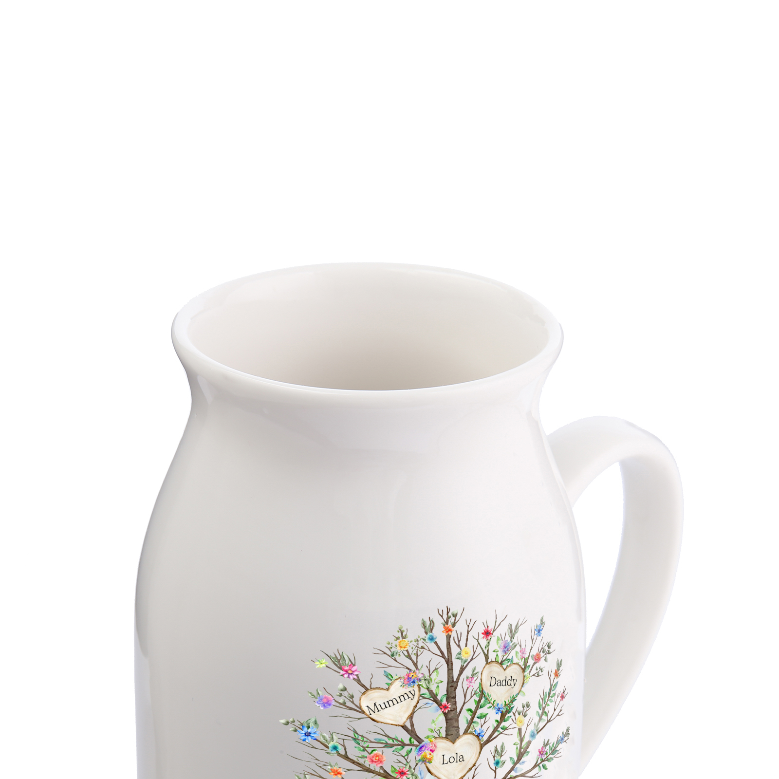 3 Names - Personalized Beautiful Family Tree Style Ceramic Vase with Customizable Names As a Special Gift For Mum/Dad