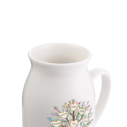 6 Names - Personalized Beautiful Family Tree Style Ceramic Vase with Customizable Names As a Special Gift For Mum/Dad