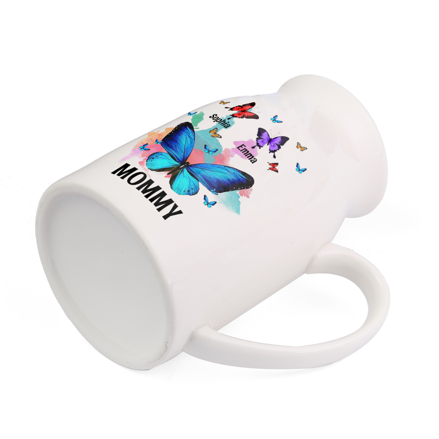 2 Names - Personalized Beautiful Colorful Butterfly Style Ceramic Vase with Customizable Names As a Wonderful Gift For Mum