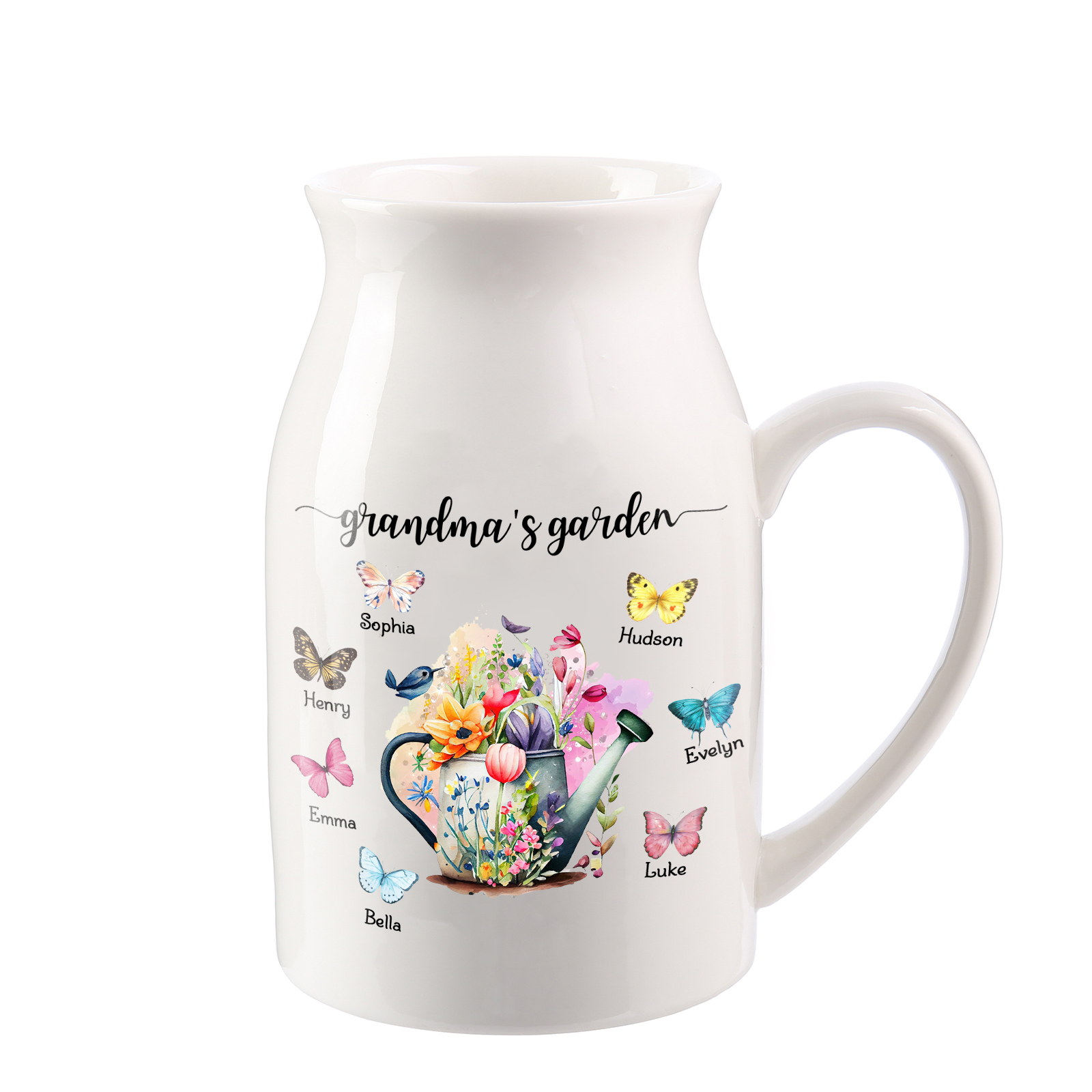 Personalised Garden Butterfly Ceramic Vase with 2-8 Names & 1 Text – Unique Mother's Day Gifts for Her | Jessemade