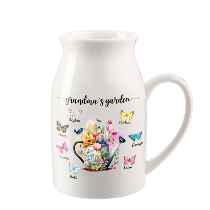 Personalised Garden Butterfly Ceramic Vase with 2-8 Names & 1 Text – Unique Mother's Day Gifts for Her | Jessemade
