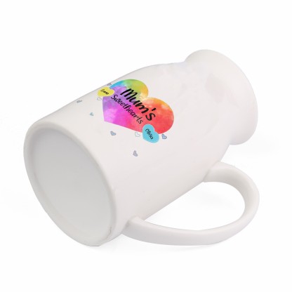 2 Names - Personalized Customizable Name Colorful Love Heart Style Ceramic Vase as a Gift for Mum