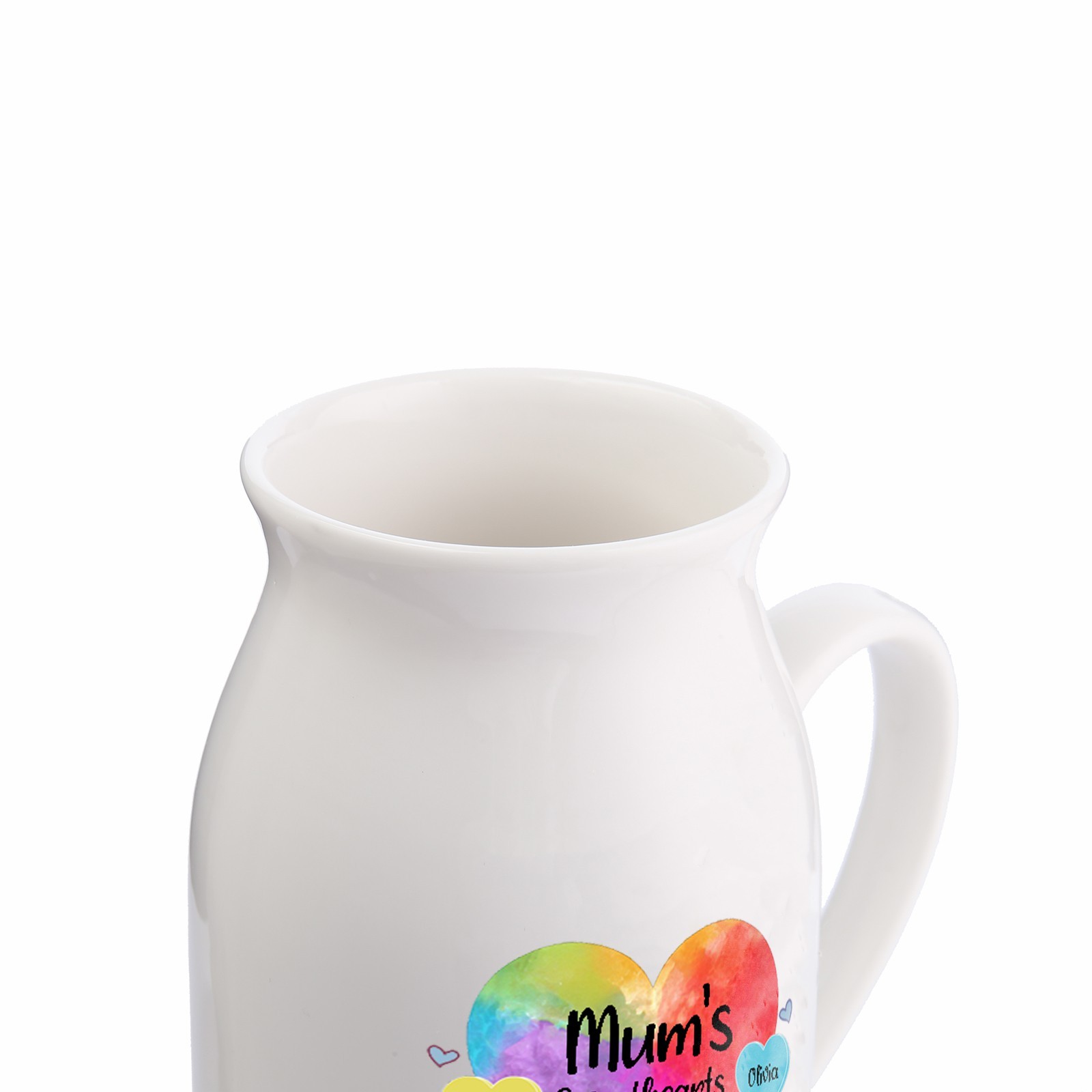 2 Names - Personalized Customizable Name Colorful Love Heart Style Ceramic Vase as a Gift for Mum