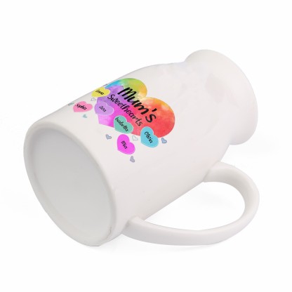 6 Names - Personalized Customizable Name Colorful Love Heart Style Ceramic Vase as a Gift for Mum