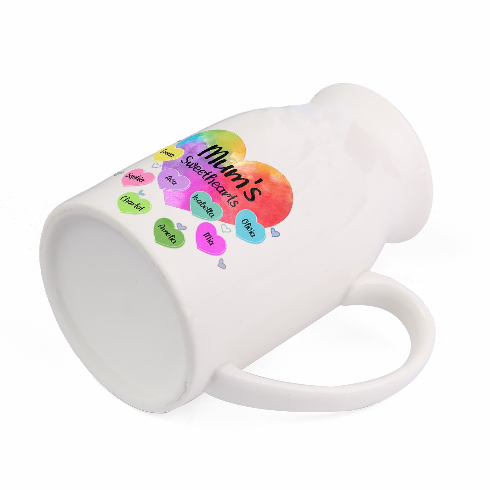 8 Names - Personalized Customizable Name Colorful Love Heart Style Ceramic Vase as a Gift for Mum