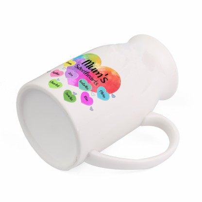 8 Names - Personalized Customizable Name Colorful Love Heart Style Ceramic Vase as a Gift for Mum